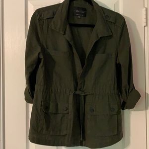 Olive Green Waist Tie Jacket